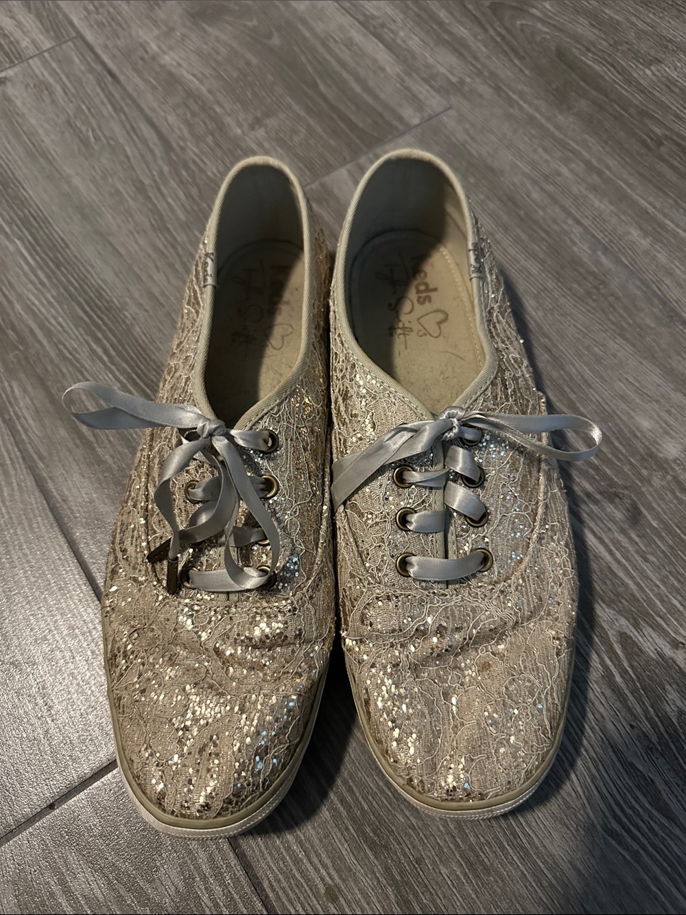 Keds Women's Glitter Lace Sneakers - Champagne